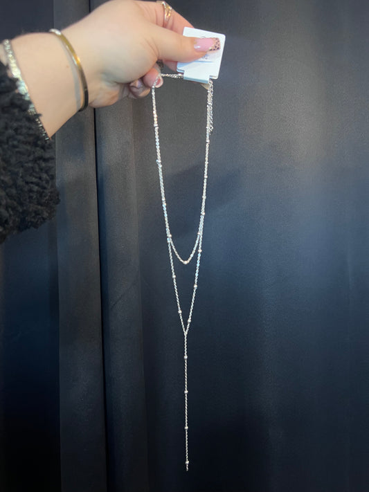 Collier double pendant argentée