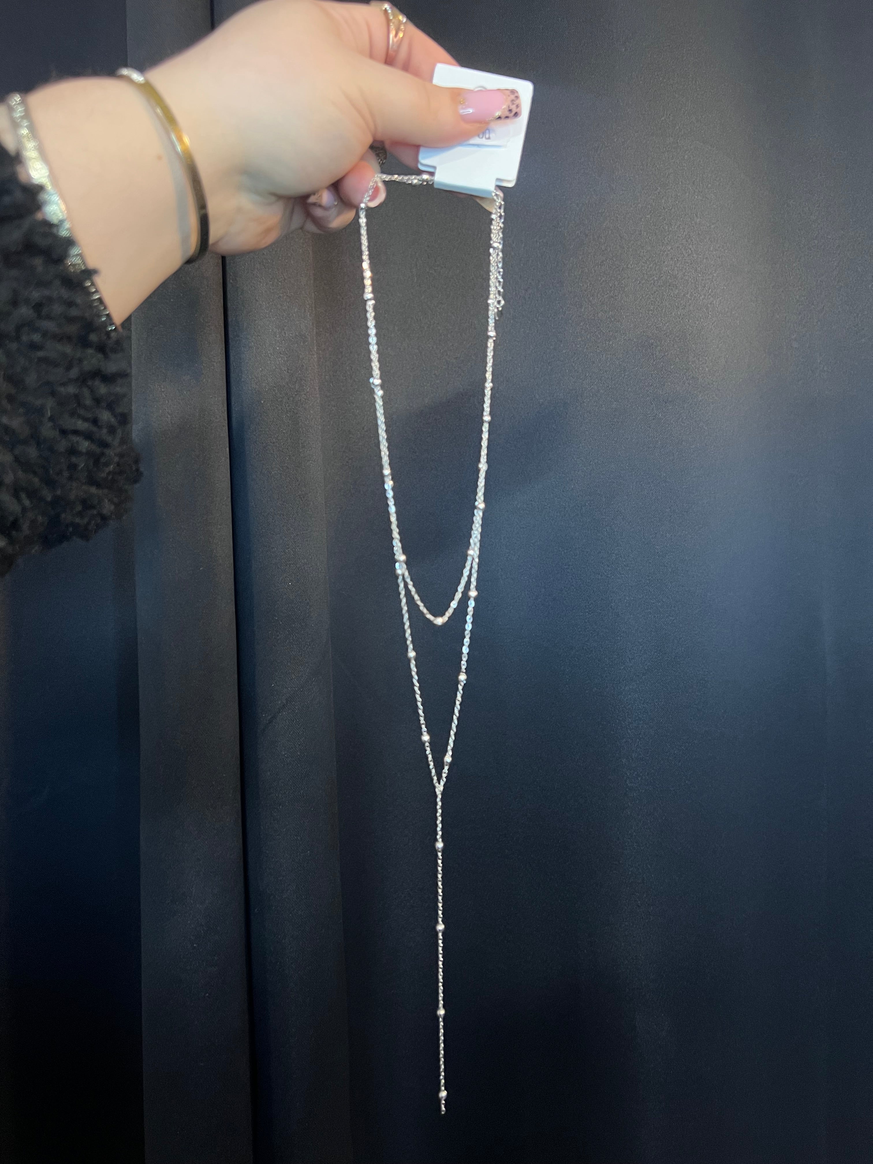 Collier double pendant argentée