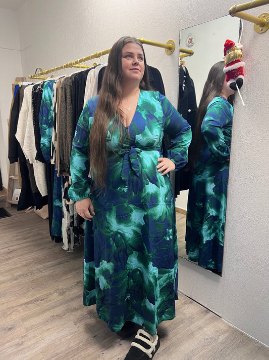 Robe longue verte et bleu