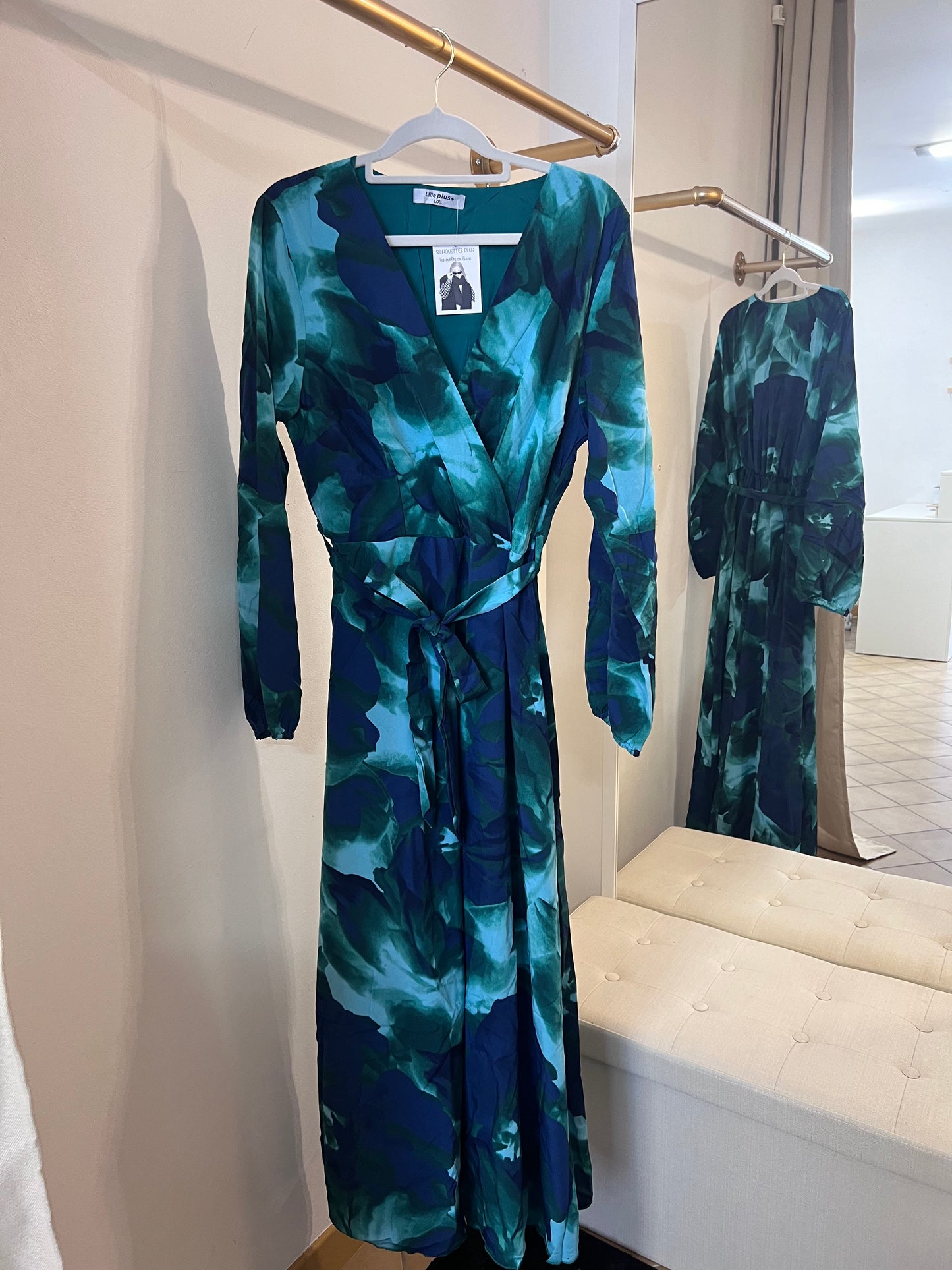 Robe longue verte et bleu