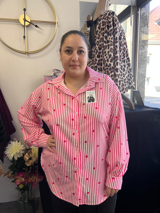Chemise rose à coeur