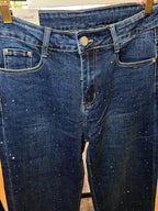 Jeans foncé à paillettes