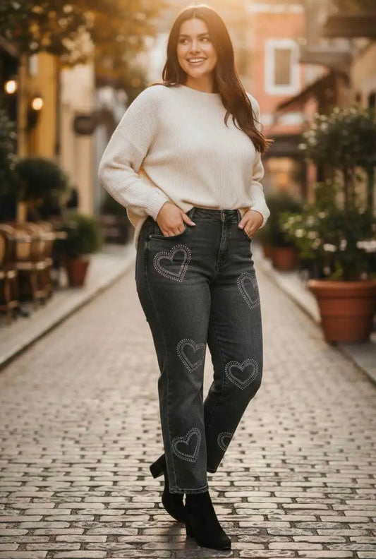 Jeans noir cœur