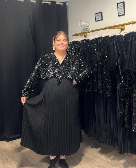 Robe sequin argentée plissée ￼