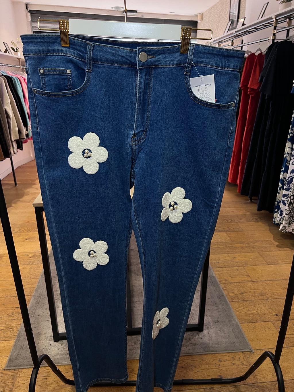 Jeans slim fleurs