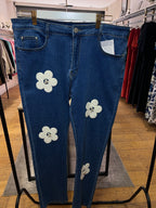 Jeans slim fleurs