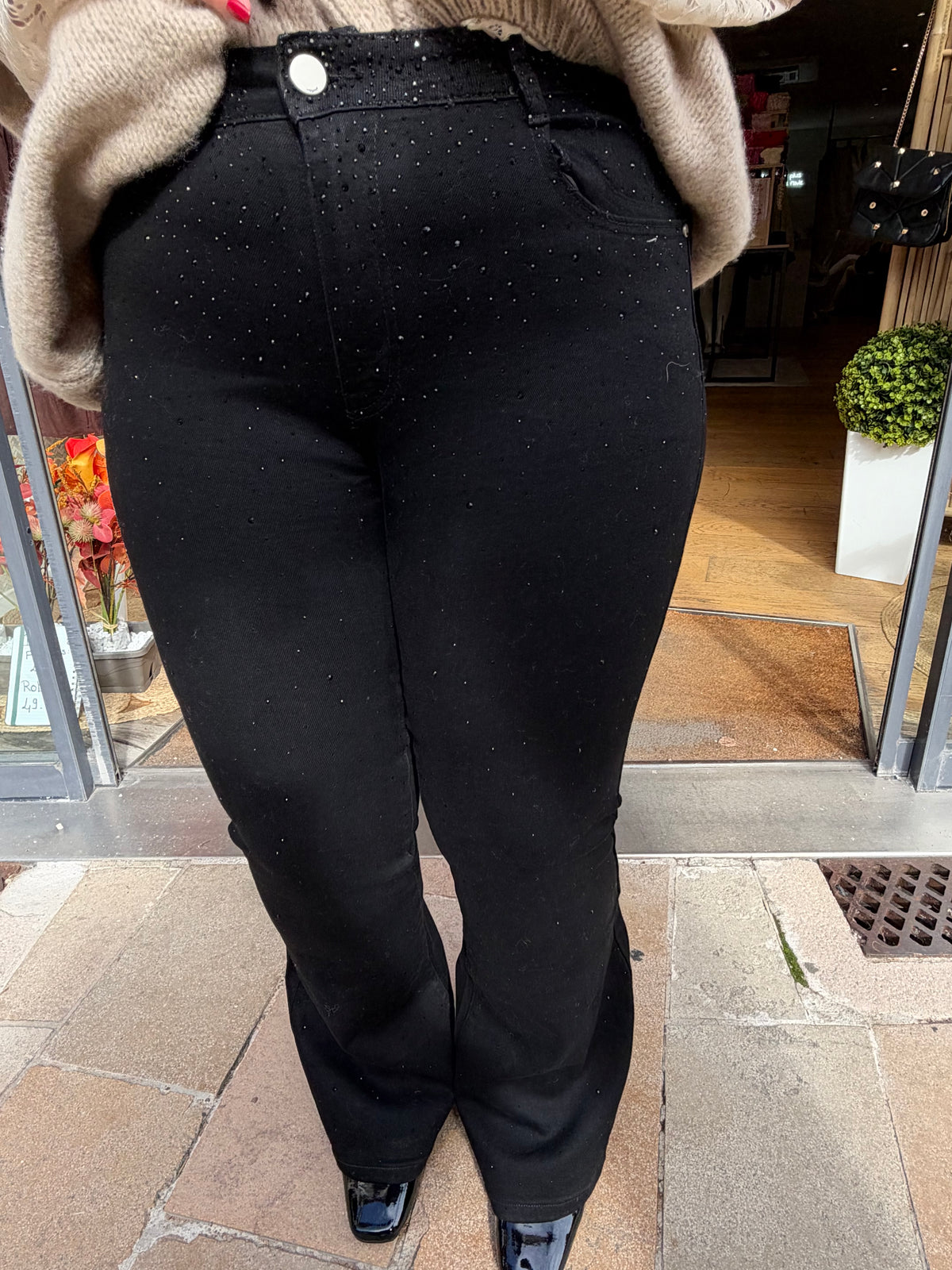 Jeans noir à paillettes