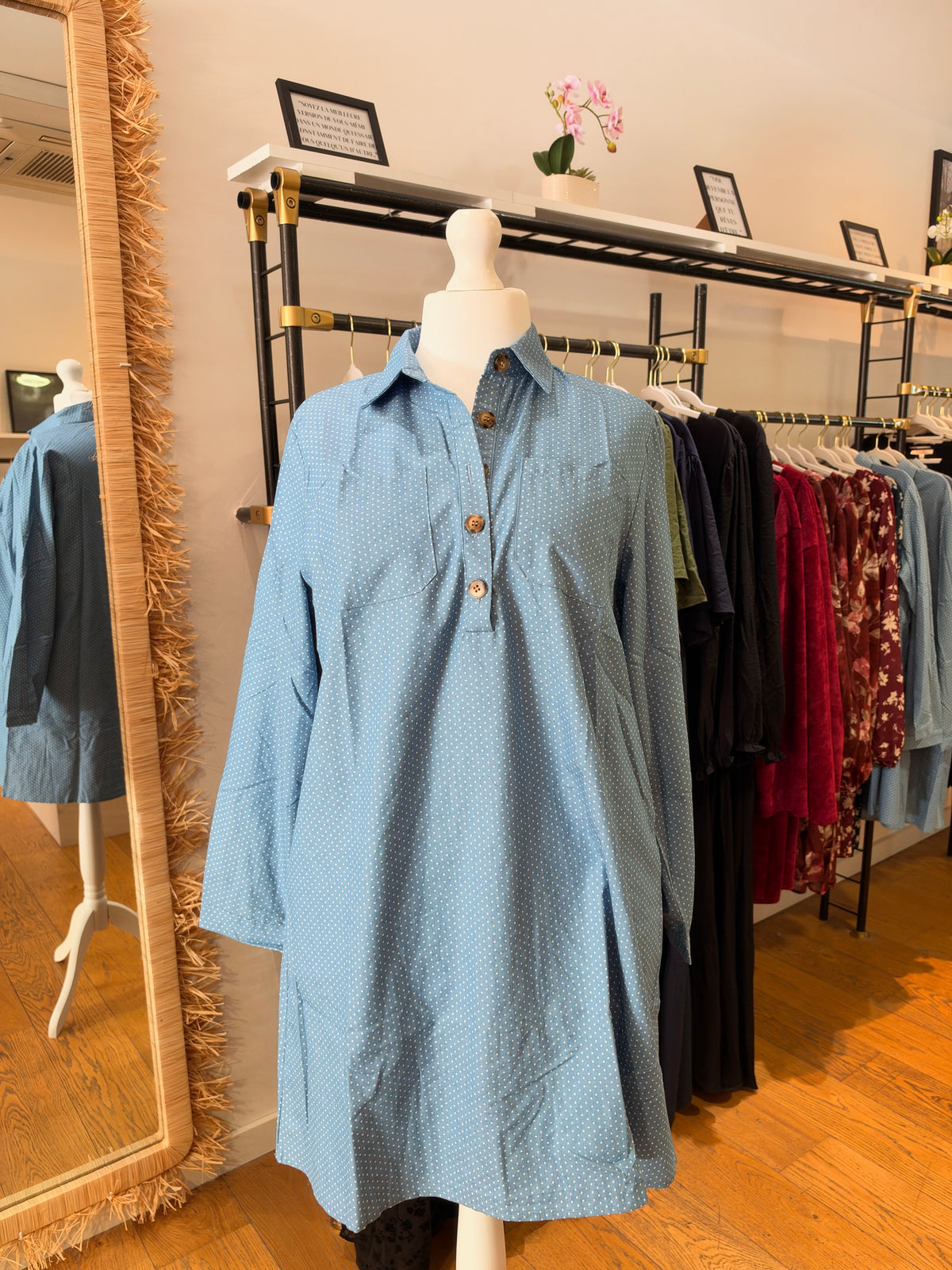 Robe bleu à pois