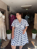Robe courte fleurs bleu