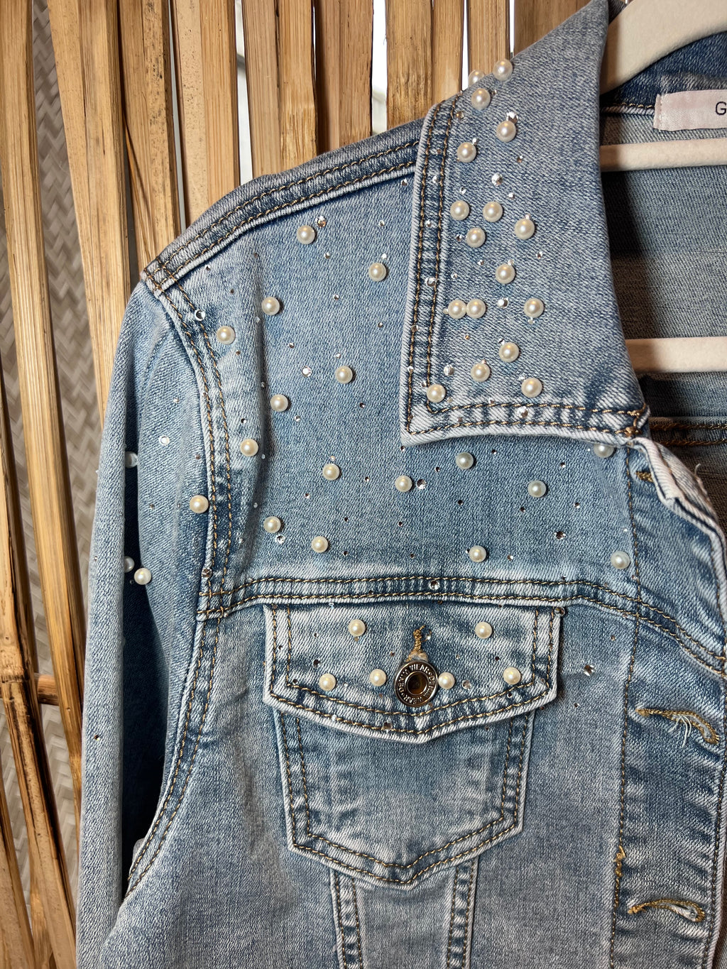 Veste en jean perles
