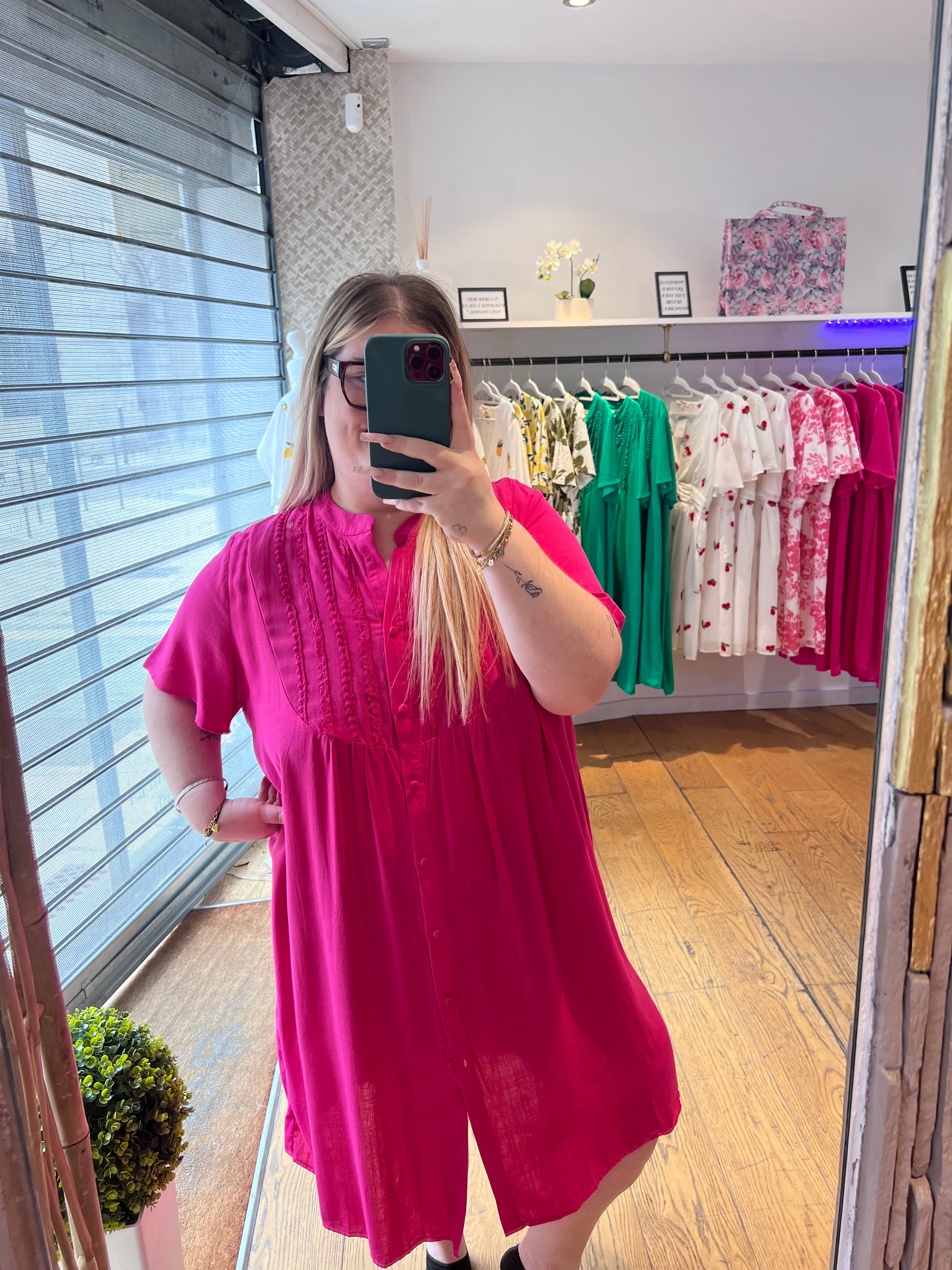 Robe chemise fushia