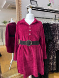 Robe en velours bordeau