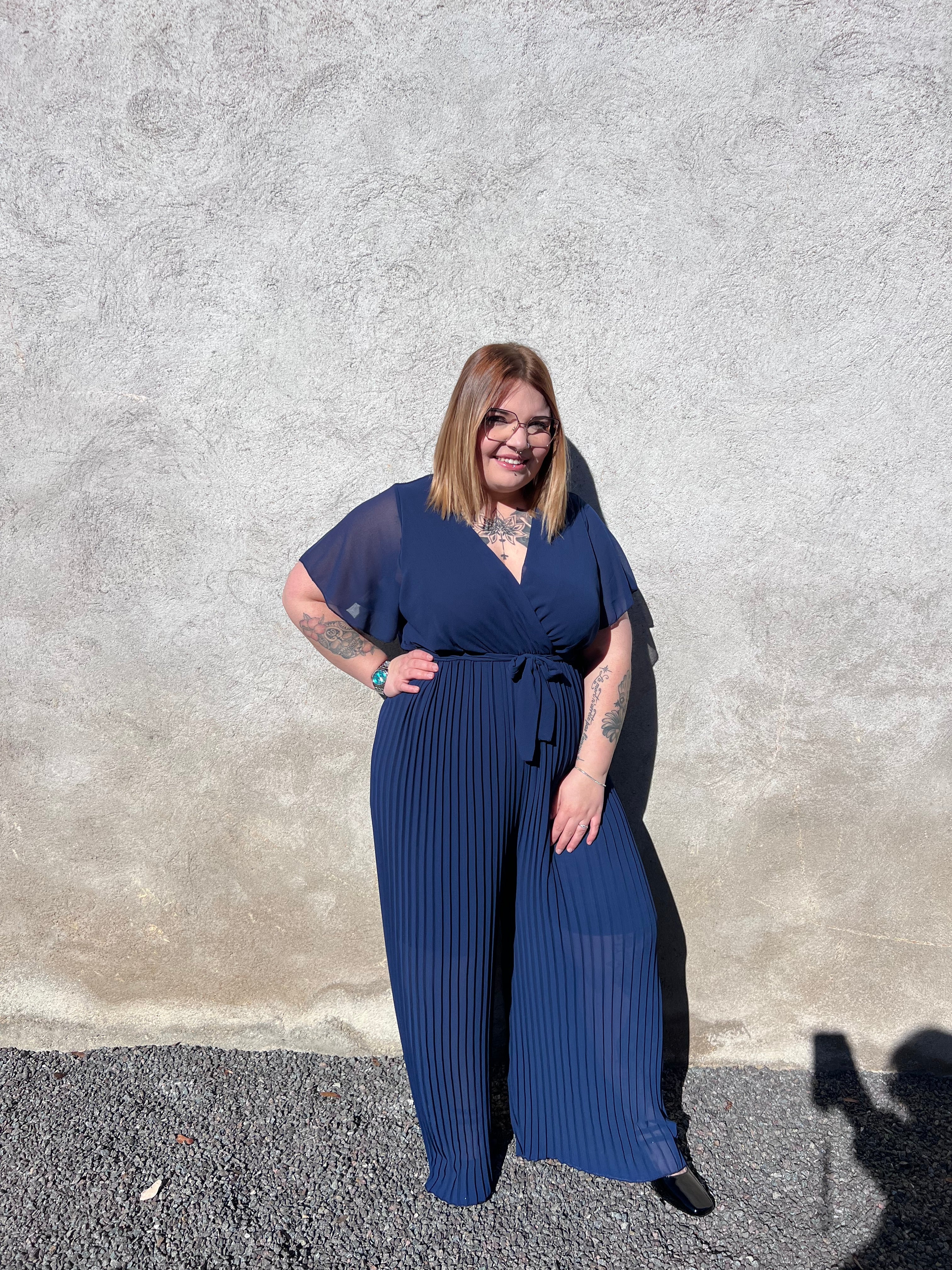 Combinaison plissé bleu marine