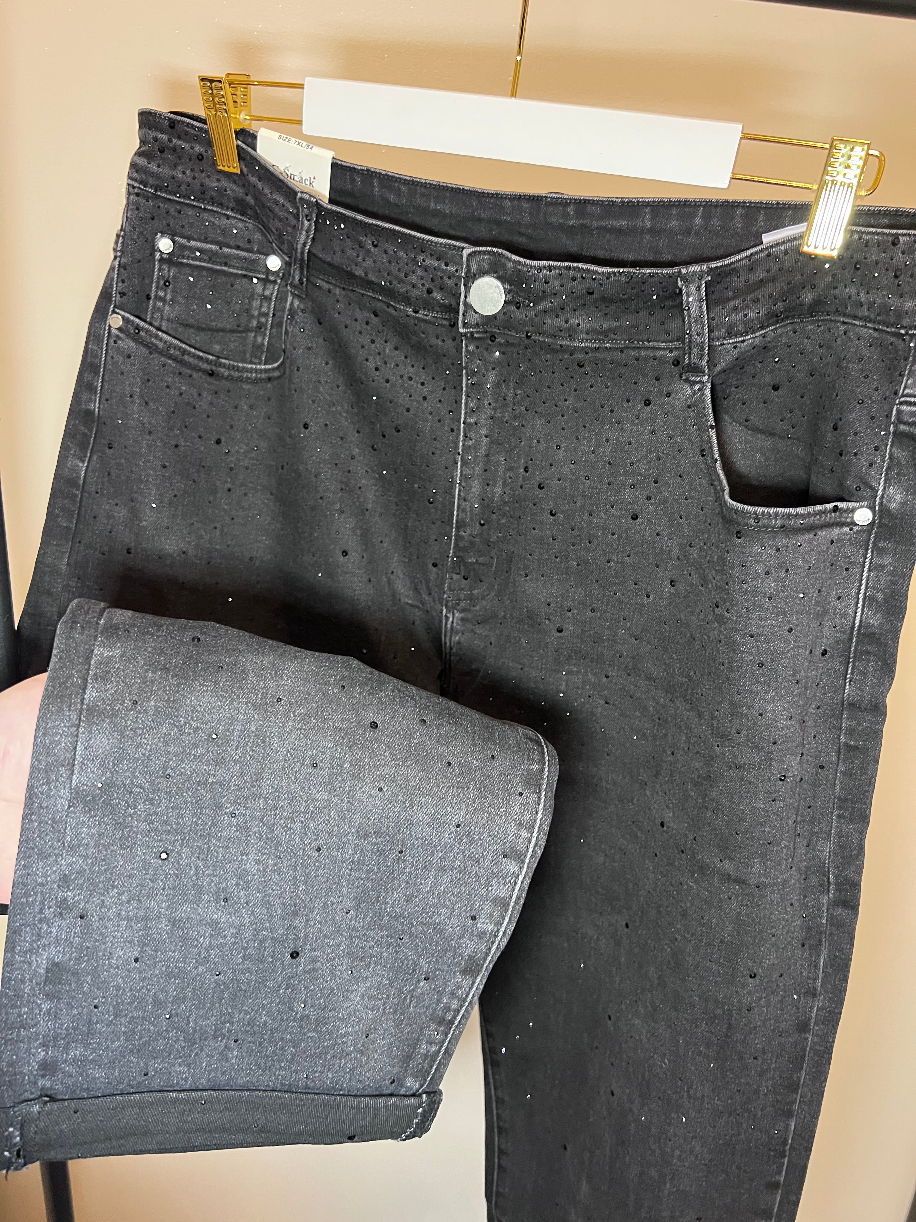 Jeans à paillettes noir