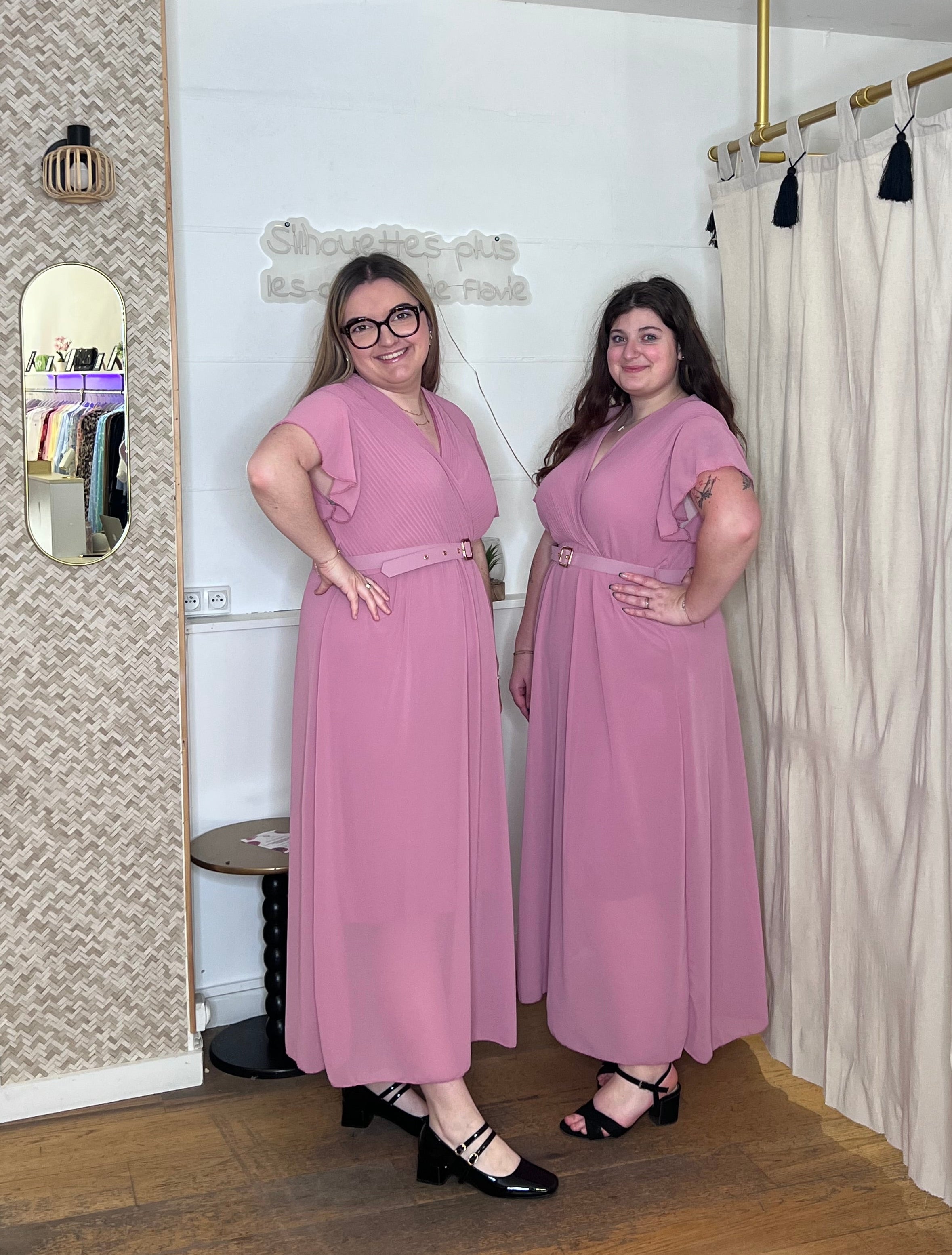 Robe longue rose