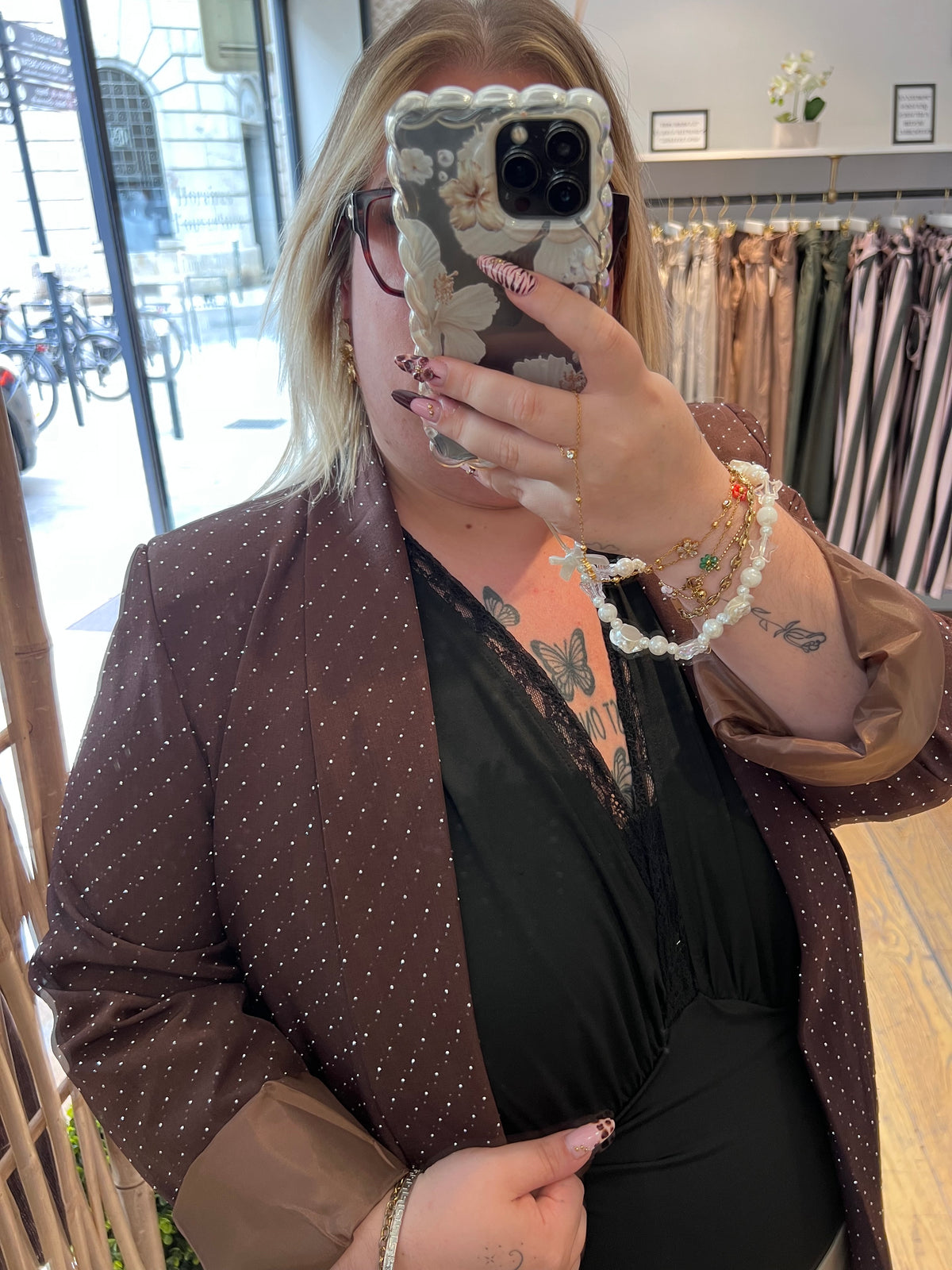 Blazer marron à paillettes