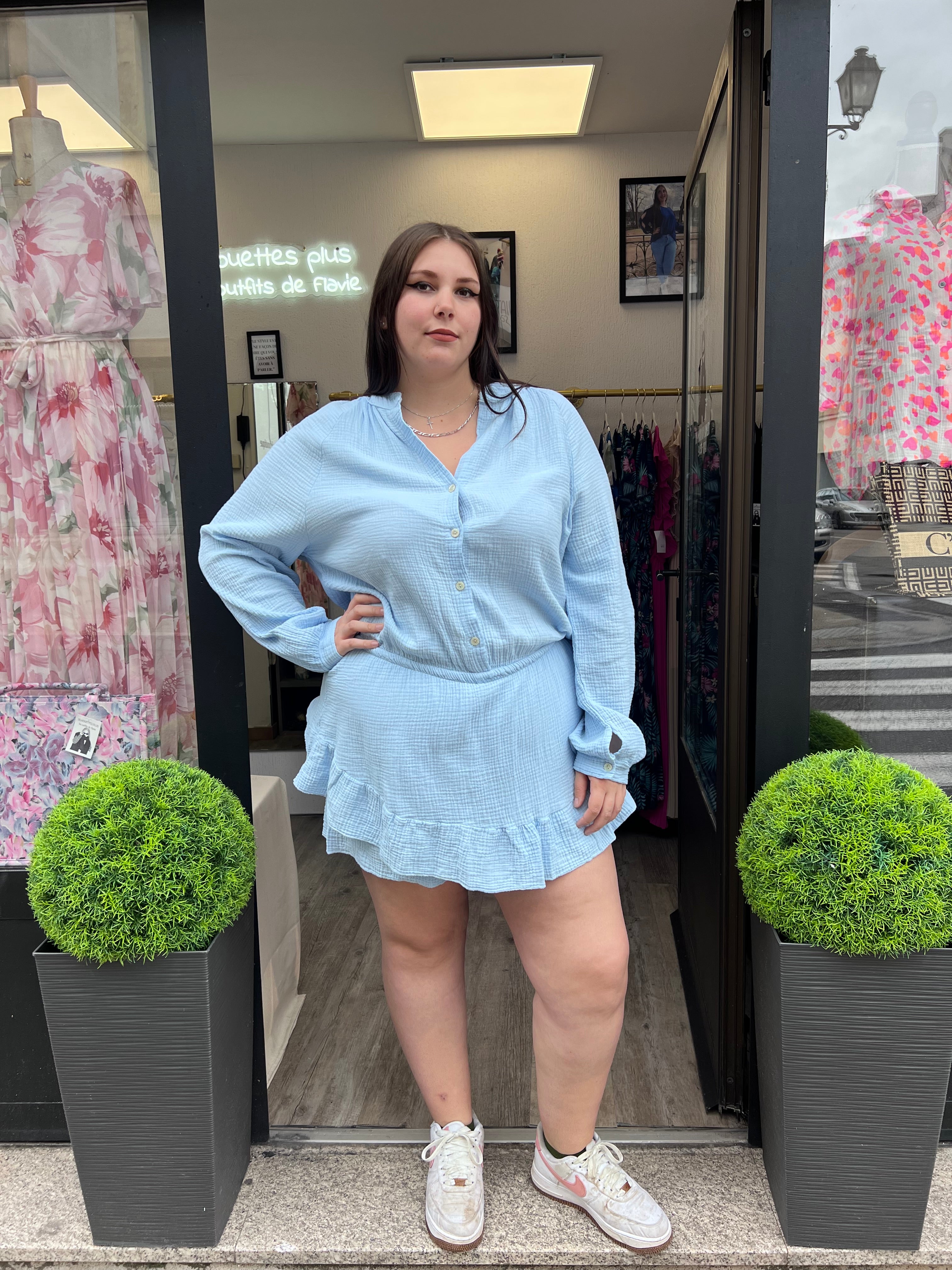 Combi-short bleu ciel