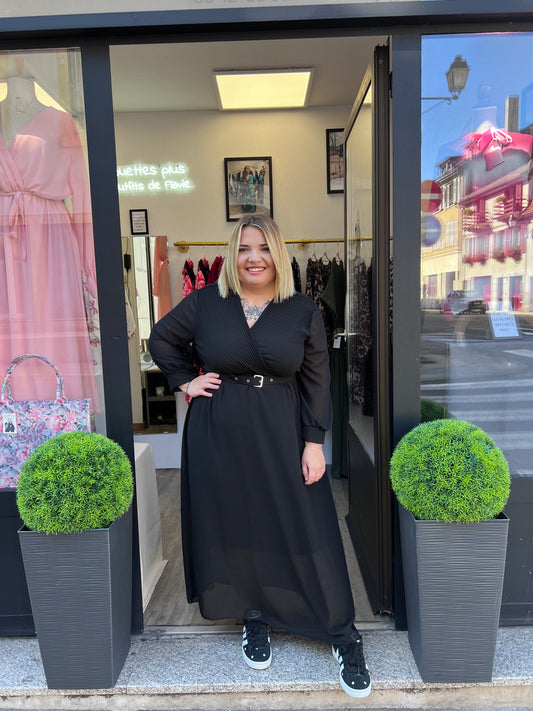 Robe longue plissé noir