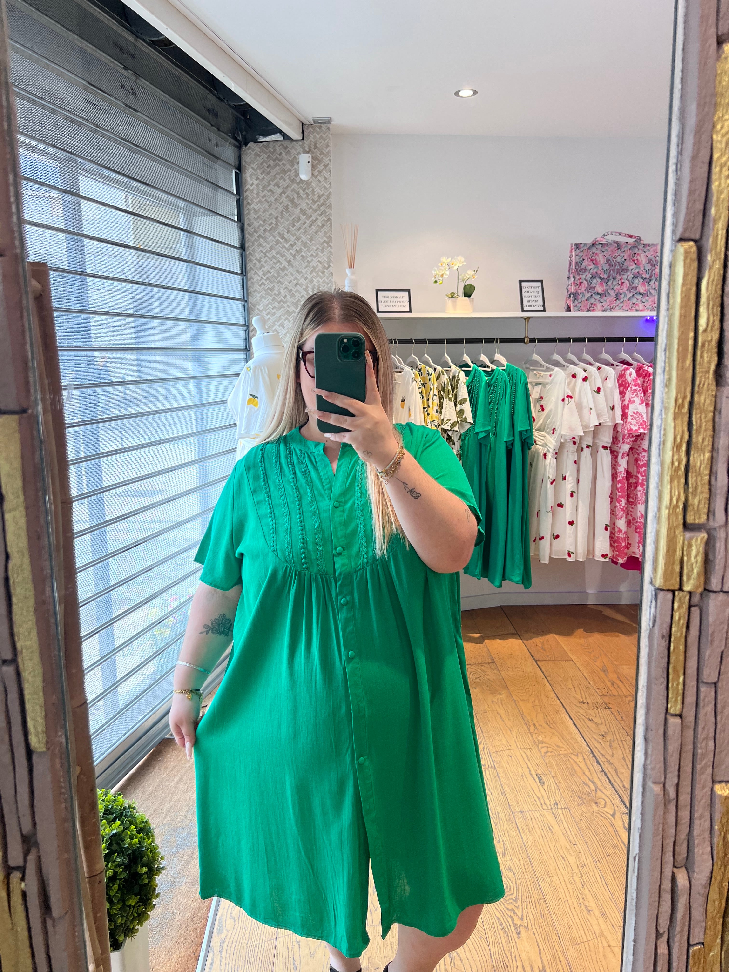 Robe chemise verte