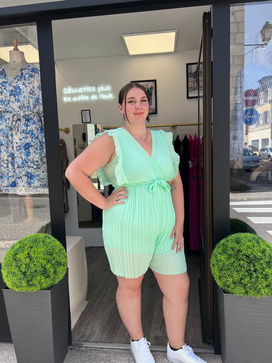 Combi-short plissé vert pomme