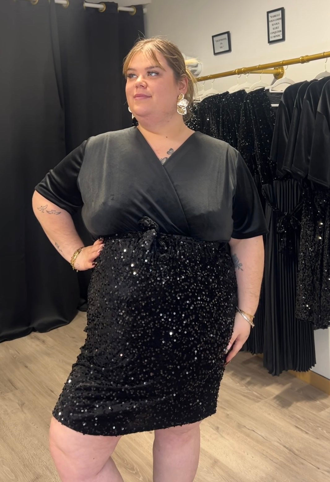 Robe sequin noir velours