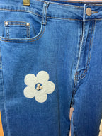Jeans slim fleurs