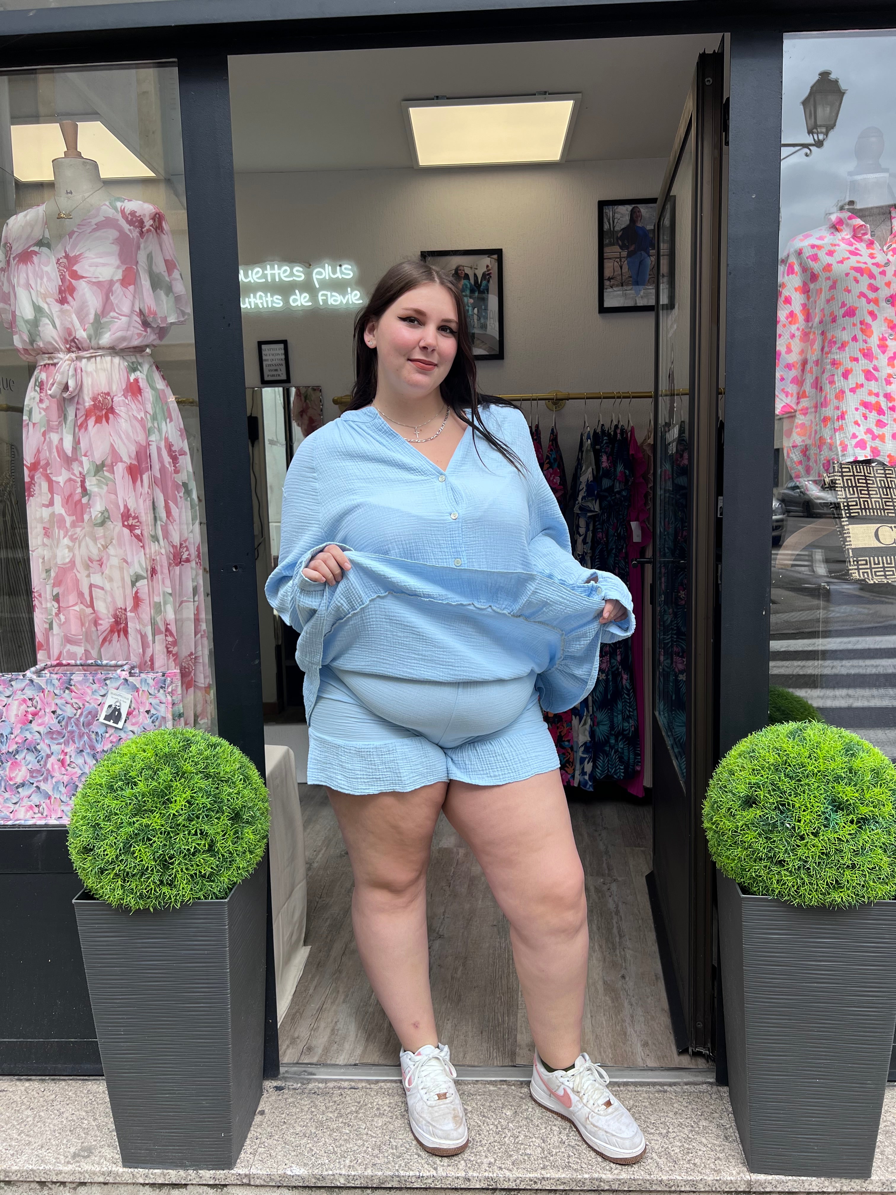 Combi-short bleu ciel