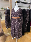 Robe longue marron à motifs