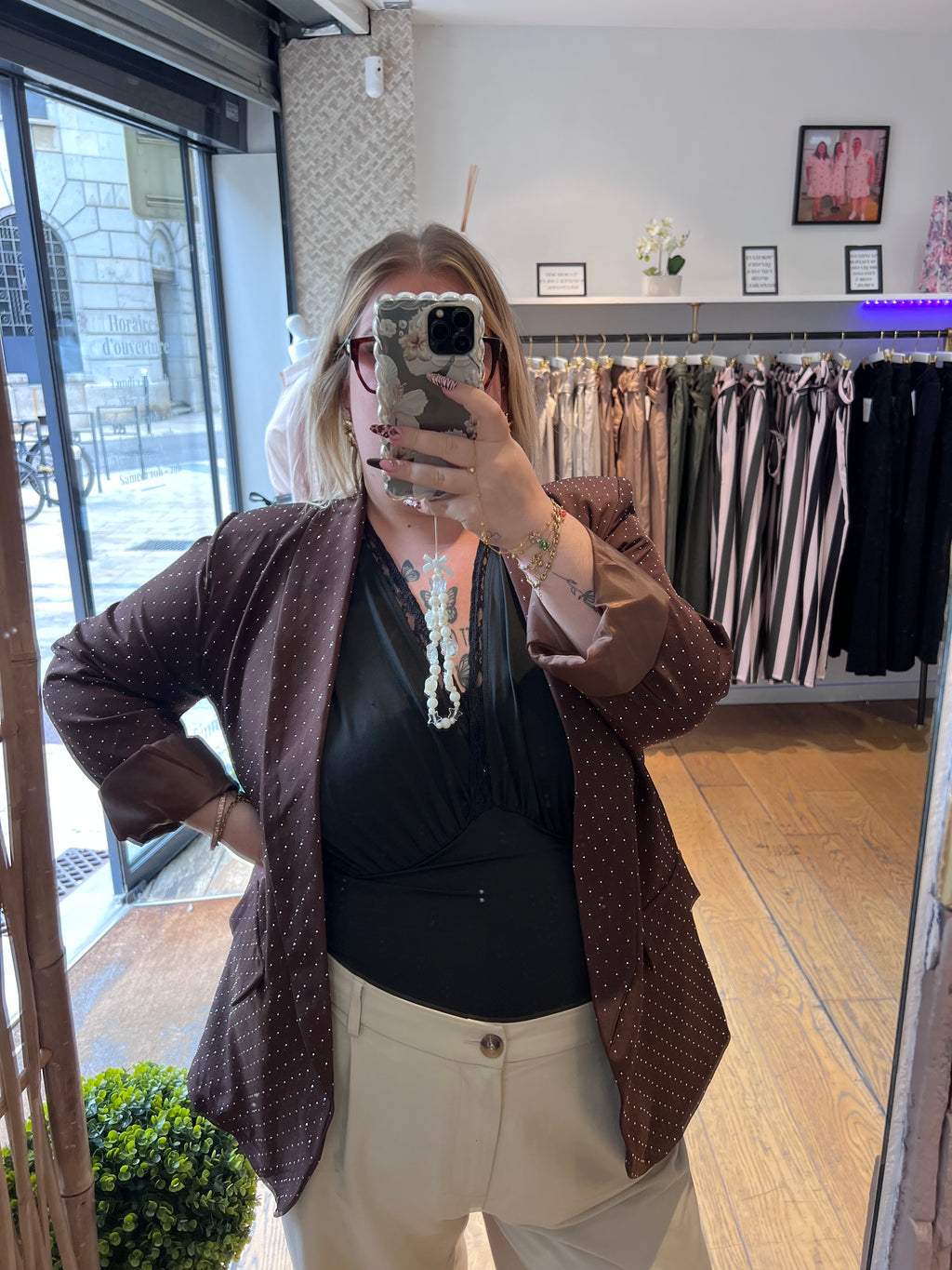 Blazer marron à paillettes