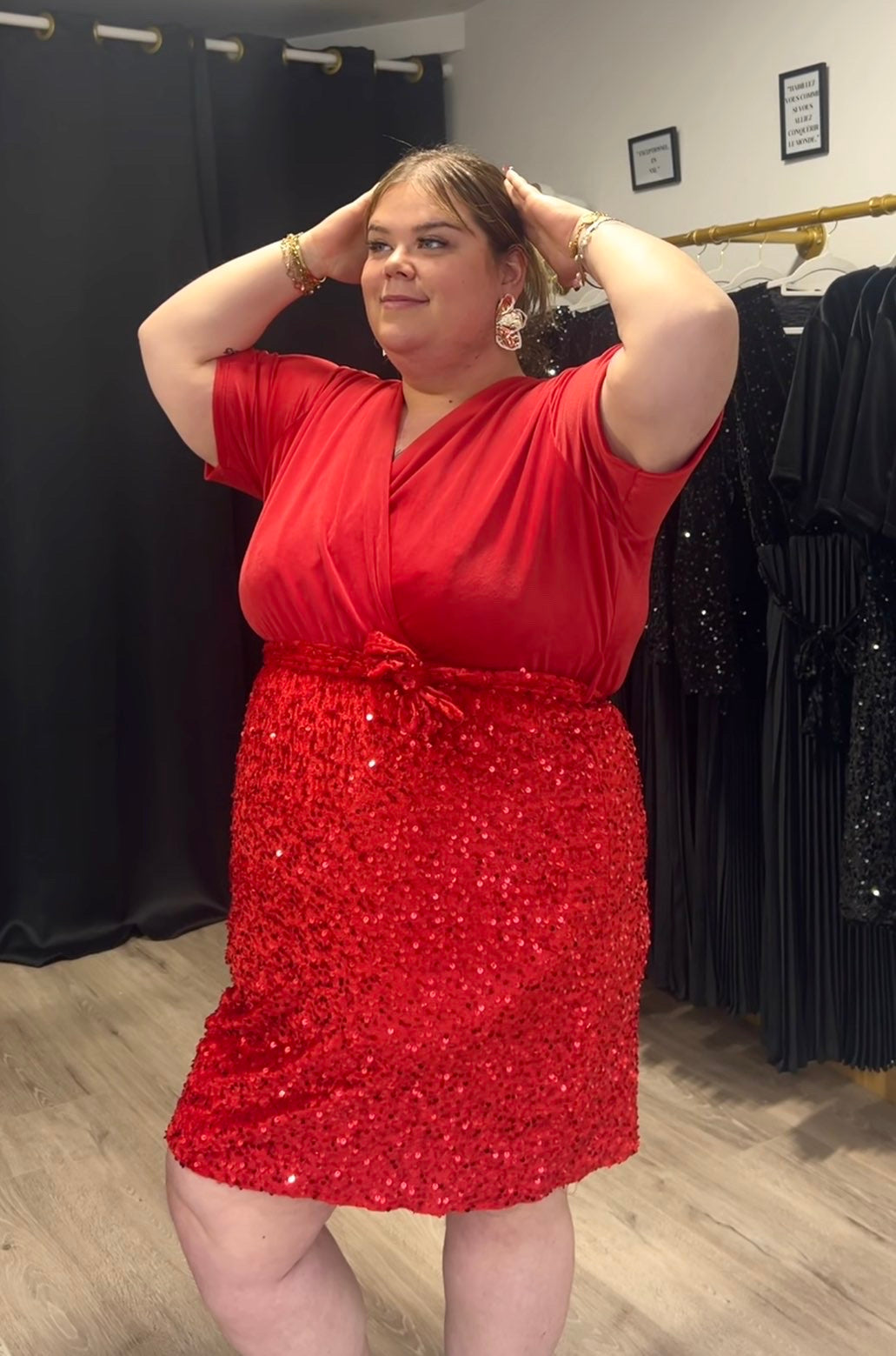 Robe sequin rouge velours