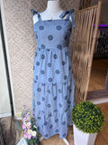 Robe longue bleu à fleurs