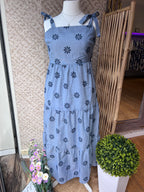 Robe longue bleu à fleurs
