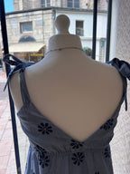 Robe longue bleu à fleurs